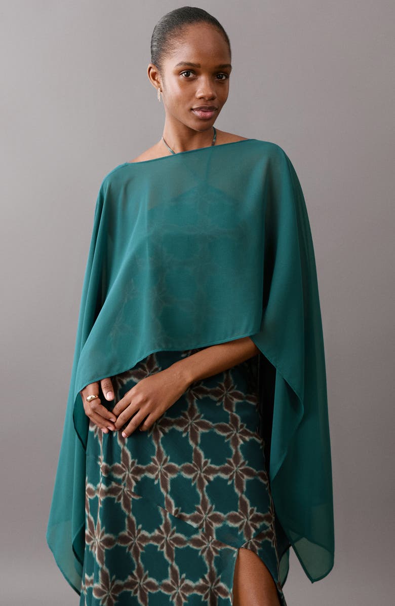 MANGO TEEN Flowing Cape Top, Main, color, Petrol Blue
