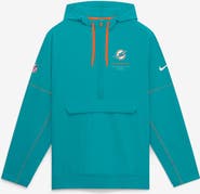 Nike Men's Nike Aqua Miami Dolphins Sideline Logo Glory Anorak Half-Zip Hooded Jacket