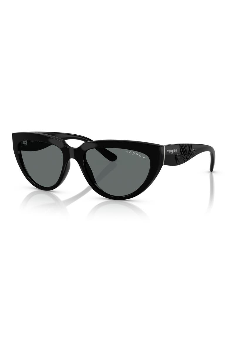 54mm Polarized Cat Eye Sunglasses, Alternate, color, BLACK