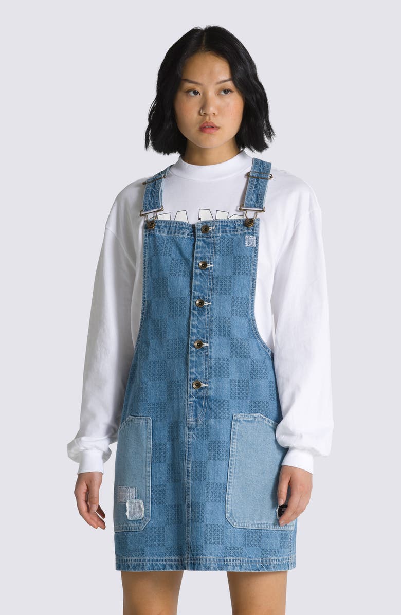Vans Mended Check Denim Pinafore Dress, Alternate, color, 