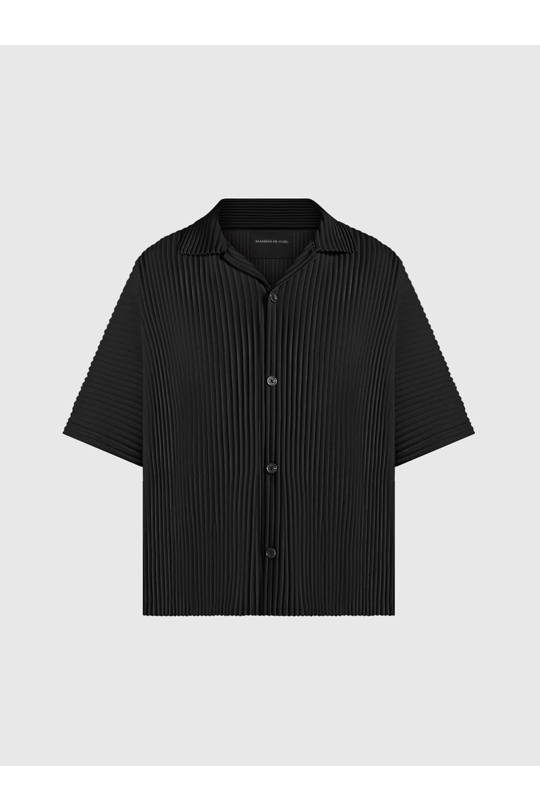 Justin Pleated Boxy Shirt, Alternate, color, Black