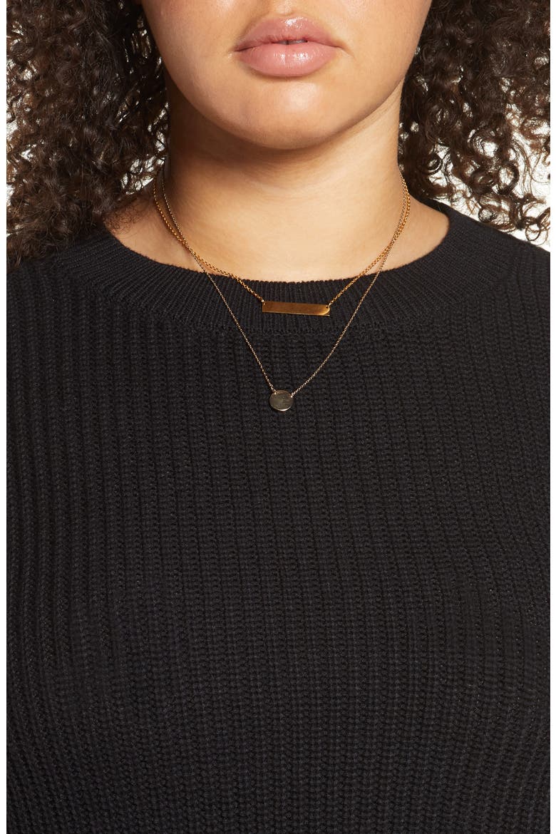 Scallop Hem Sweater, Alternate, color, BLACK
