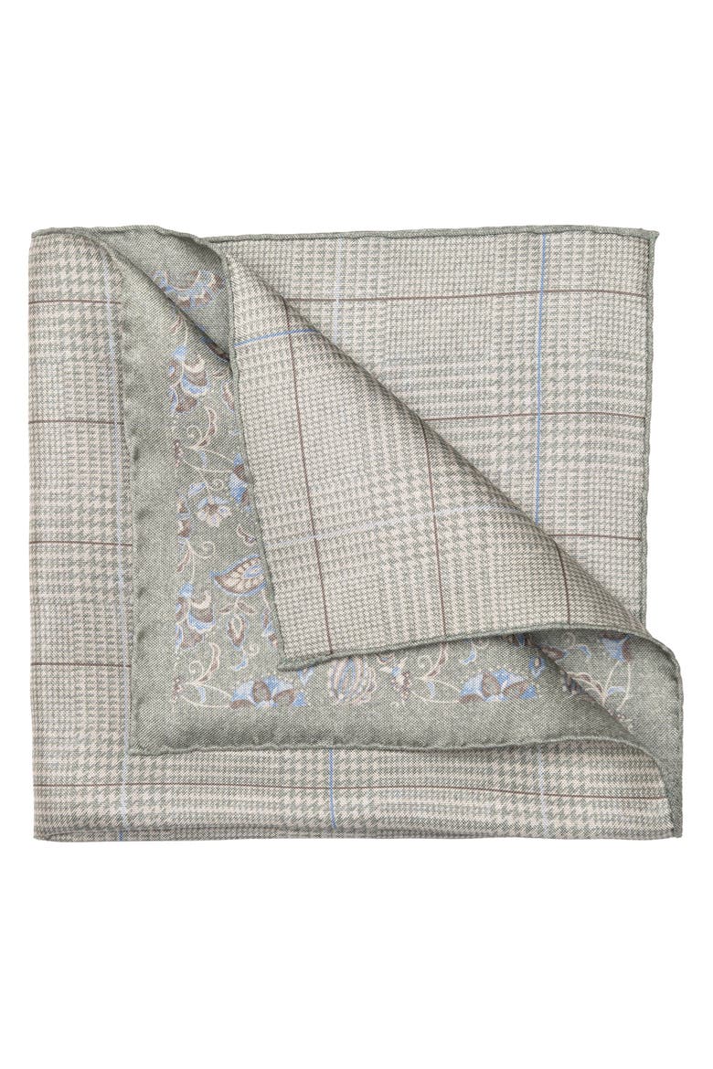 Enzo - Double Sided Silk Pocket Square for Men, Alternate, color, Sage Green