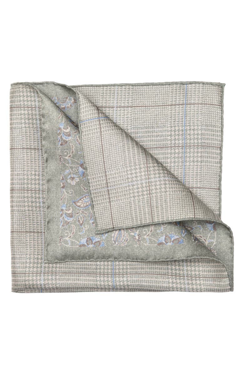 Elizabetta Enzo - Double Sided Silk Pocket Square for Men, Alternate, color, Sage Green