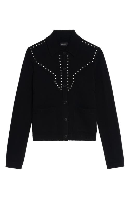 Zadig & Voltaire Womens Black Adany Stud-embellished Wool And Cashmere Cardigan Xs In Black