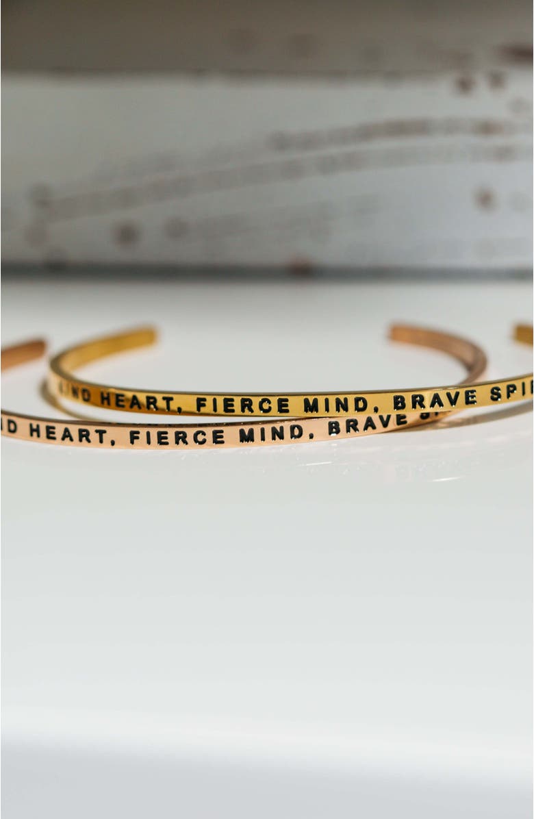 Mantra Kind Heart, Fierce Mind, Brave Spirit bracelet, Alternate, color, Outside - Silver