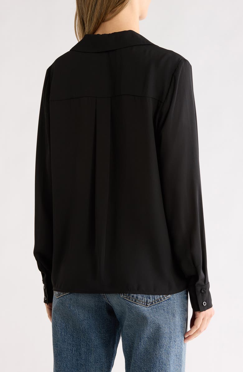 Gemma + Jane V-Neck Lace Trim Button-Up Shirt, Alternate, color, Black