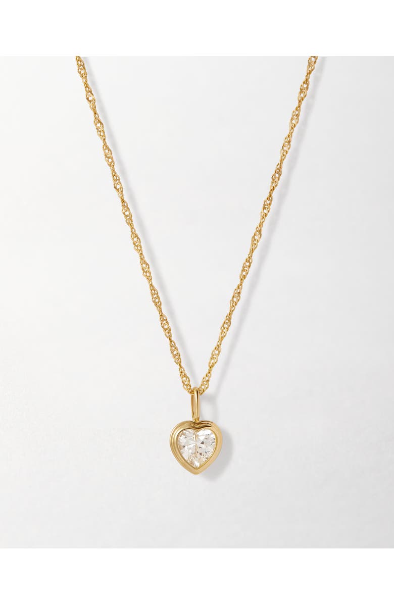 Edge of Ember Solid Gold Heart White Sapphire Necklace, Main, color, Metallic Gold