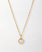 Edge of Ember Solid Gold Heart White Sapphire Necklace