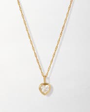 Edge of Ember Solid Gold Heart White Sapphire Necklace