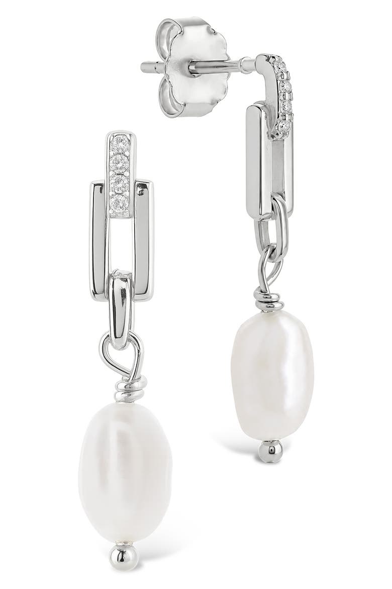 Cecelia Faux Pearl & Cubic Zirconia Drop Earrings, Main, color, SILVER/ WHITE