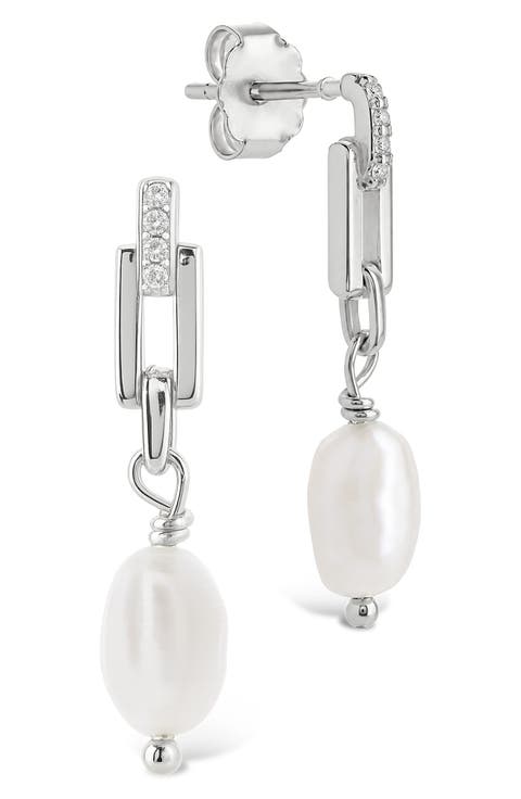 Cecelia Faux Pearl & Cubic Zirconia Drop Earrings