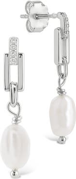 Sterling Forever Cecelia Faux Pearl & Cubic Zirconia Drop Earrings