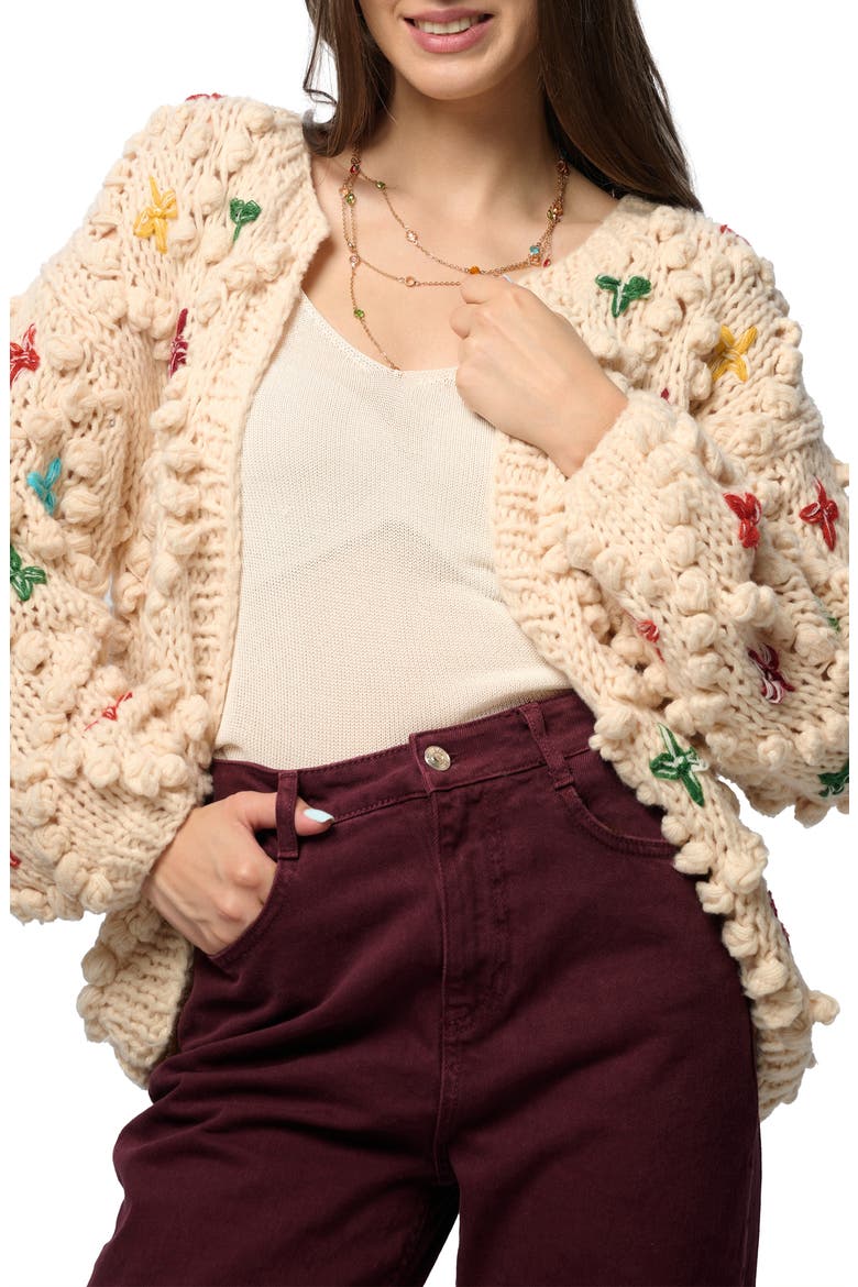 Aria Popcorn Knit Cardigan, Main, color, IVORY