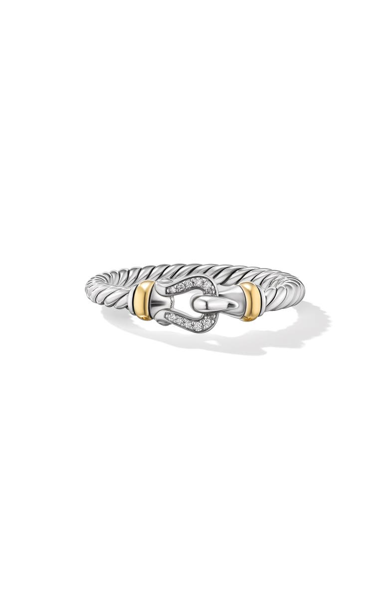 David Yurman Petite Buckle Diamond Ring, Alternate, color, Sterling Silver/ Gold