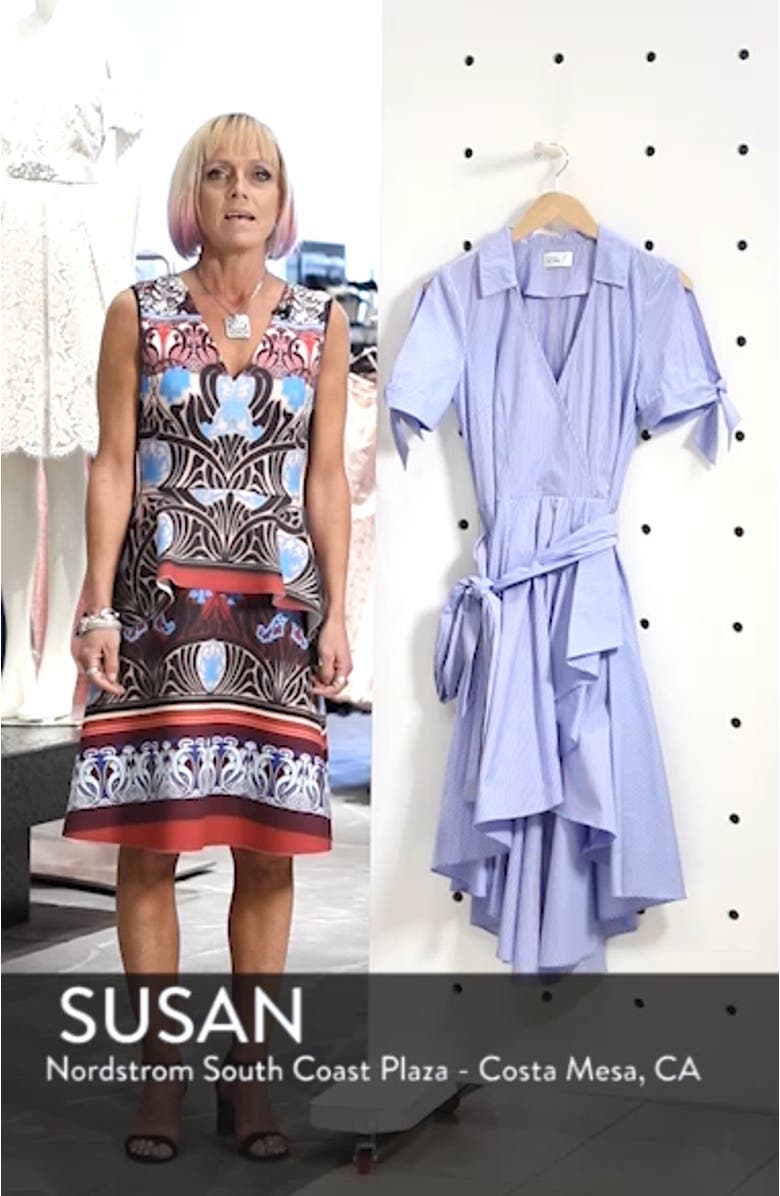 Stripe Faux Wrap Shirtdress, sales video thumbnail