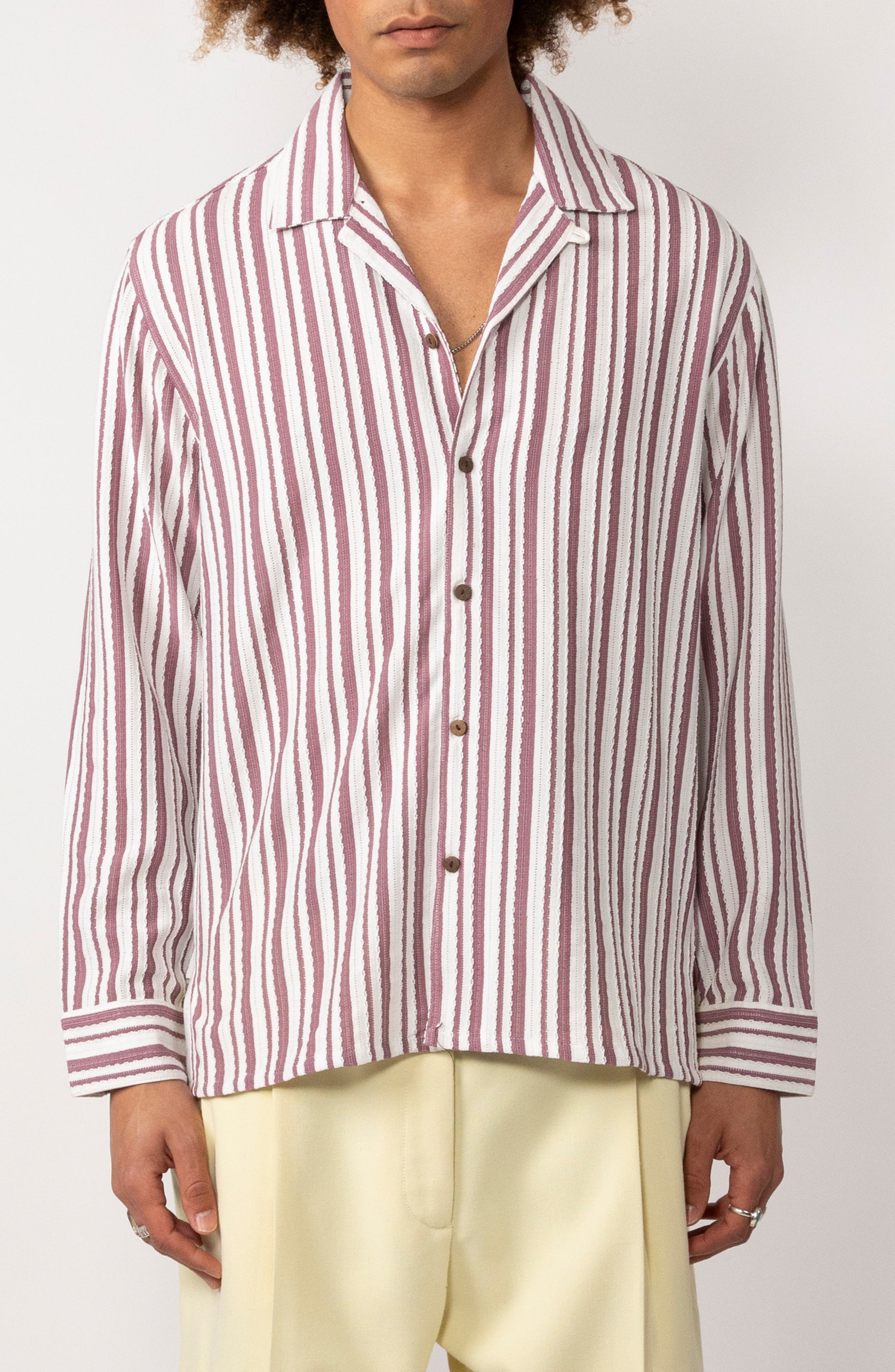 Raga Man Hredjann Stripe Button-Up Shirt