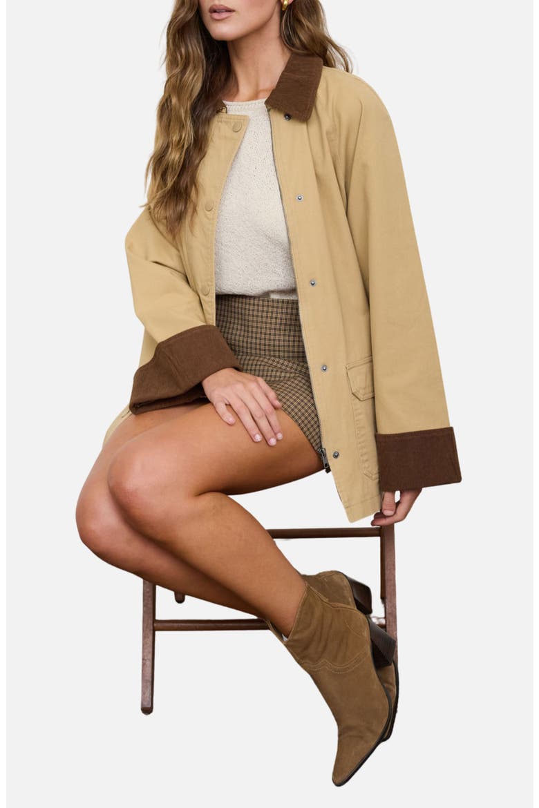 Contrast Collar Barn Jacket, Alternate, color, KHAKI