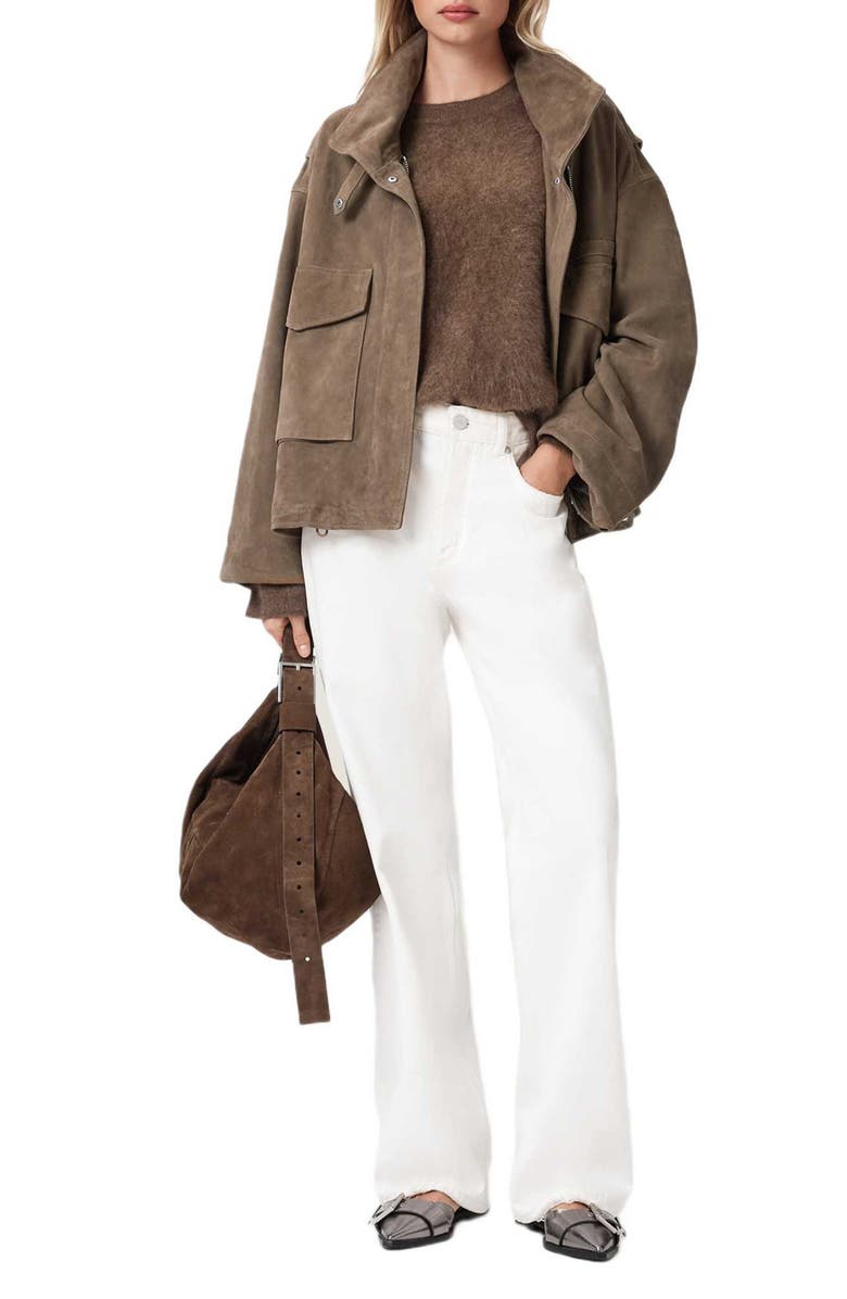 AllSaints Clay Suede Jacket, Alternate, color, Walnut Brown