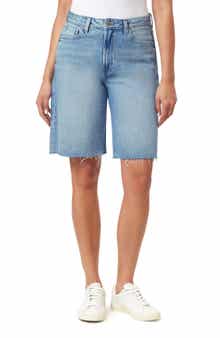 Relaxed Fit Raw Hem Denim Shorts