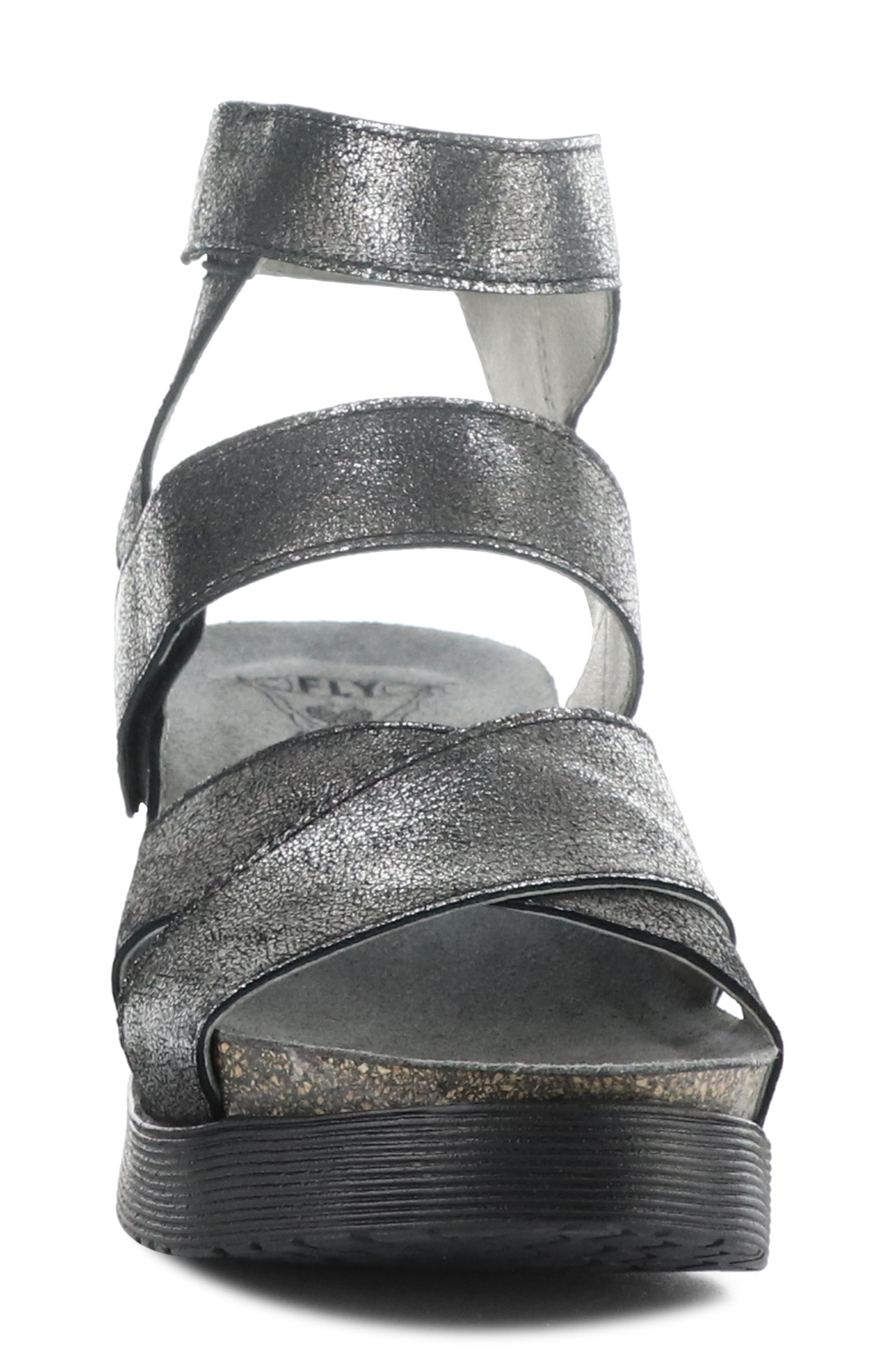 Fly London 'Wege' Leather Sandal, Alternate, color, 024 Silver Dk Flash