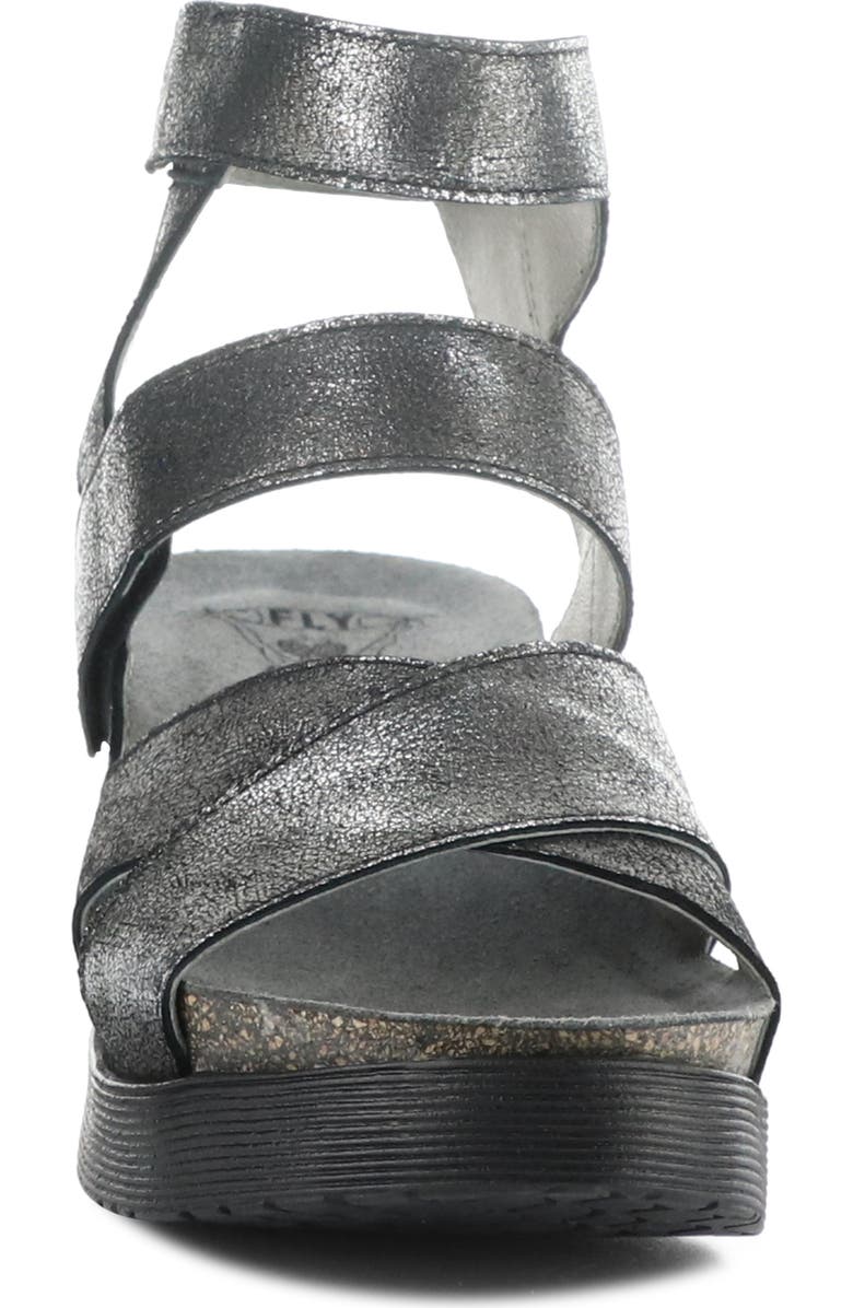 Fly London 'Wege' Leather Sandal, Alternate, color, 024 Silver Dk Flash