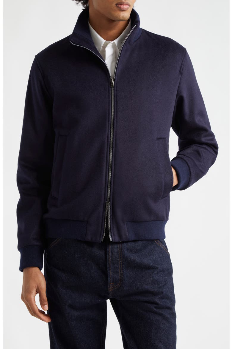 Wool Blend Bomber Jacket, Main, color, NAVY