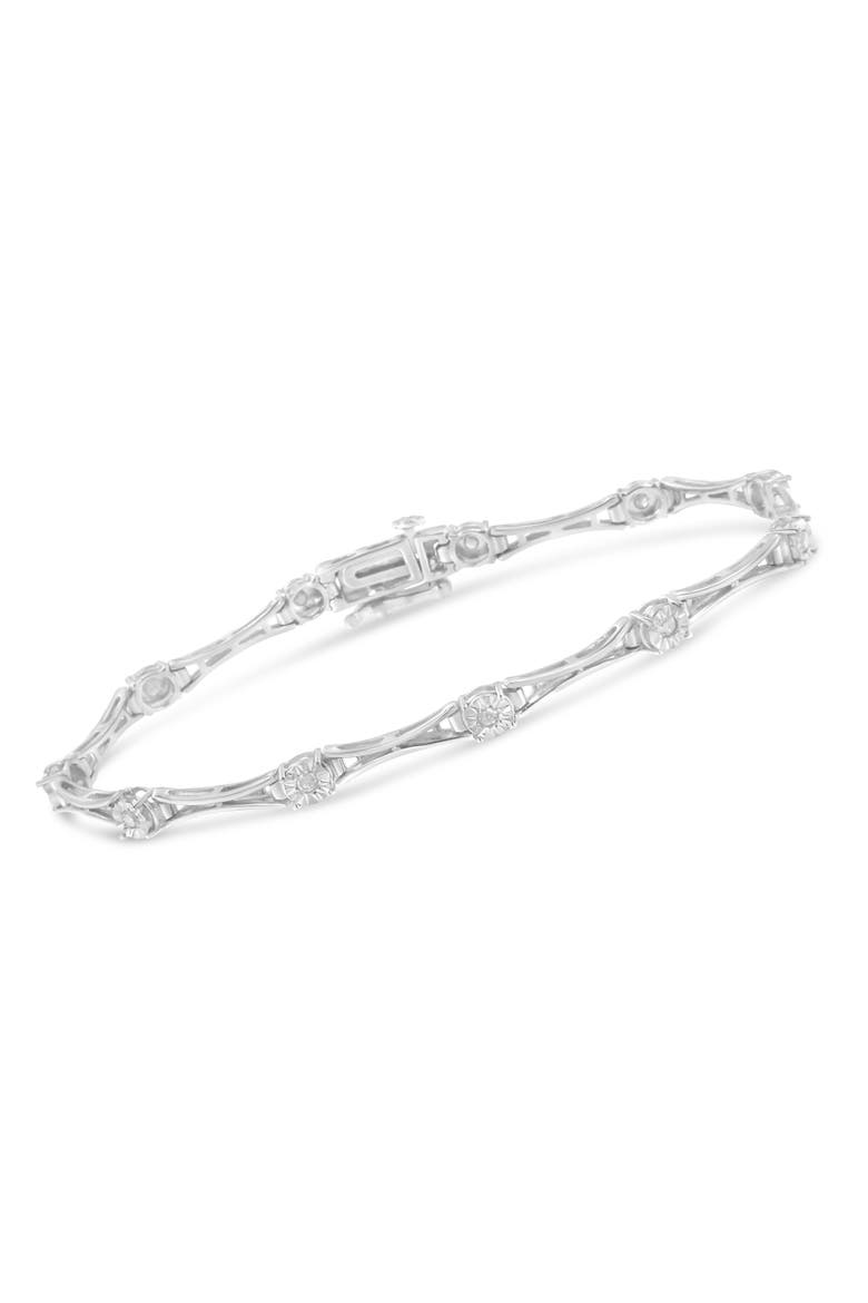 Silver 1/4 Cttw Diamond Miracle-Set Flared-Bar Link-Style Tennis Bracelet, Alternate, color, White