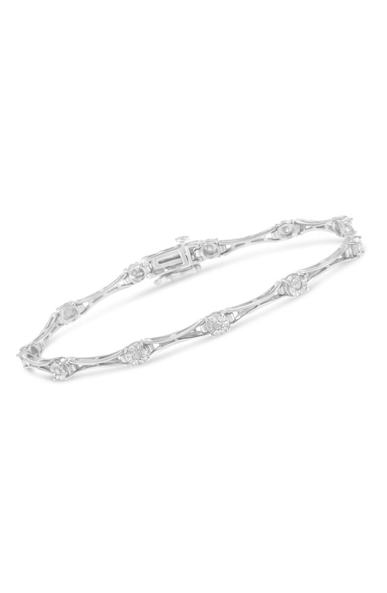 Haus of Brilliance Silver 1/4 Cttw Diamond Miracle-Set Flared-Bar Link-Style Tennis Bracelet, Alternate, color, White