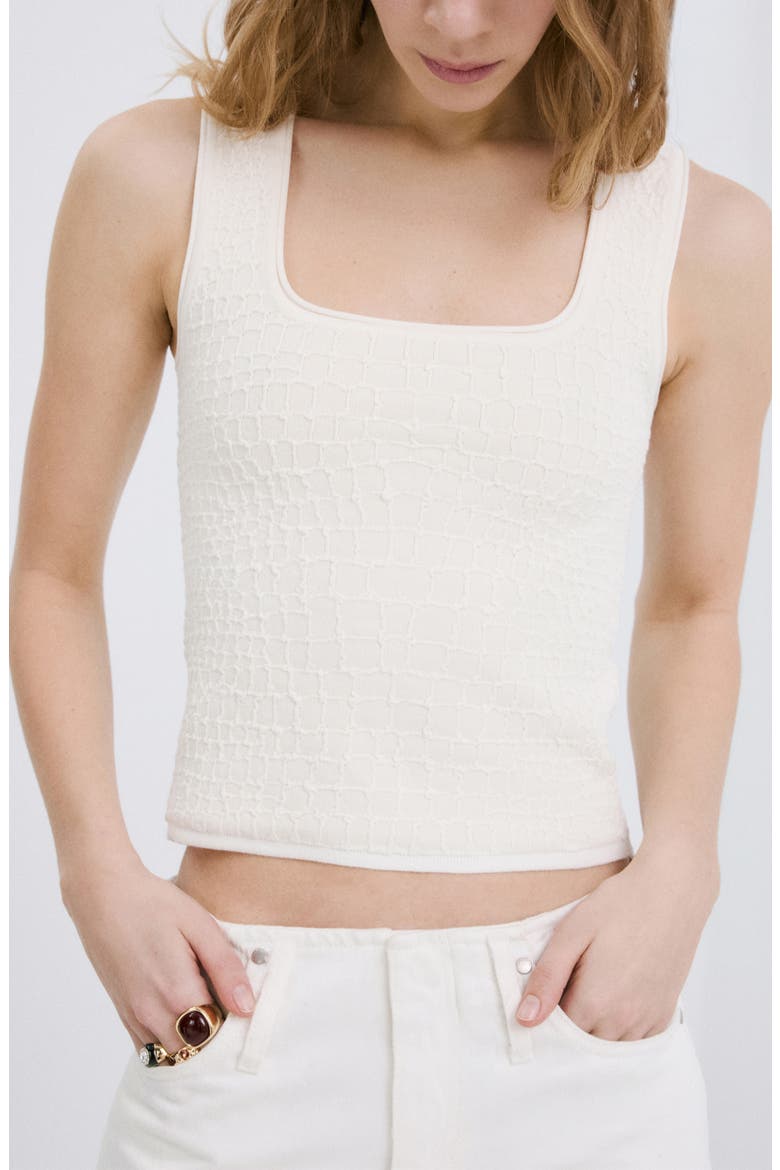 Croc Embossed Knit Tank, Main, color, ECRU