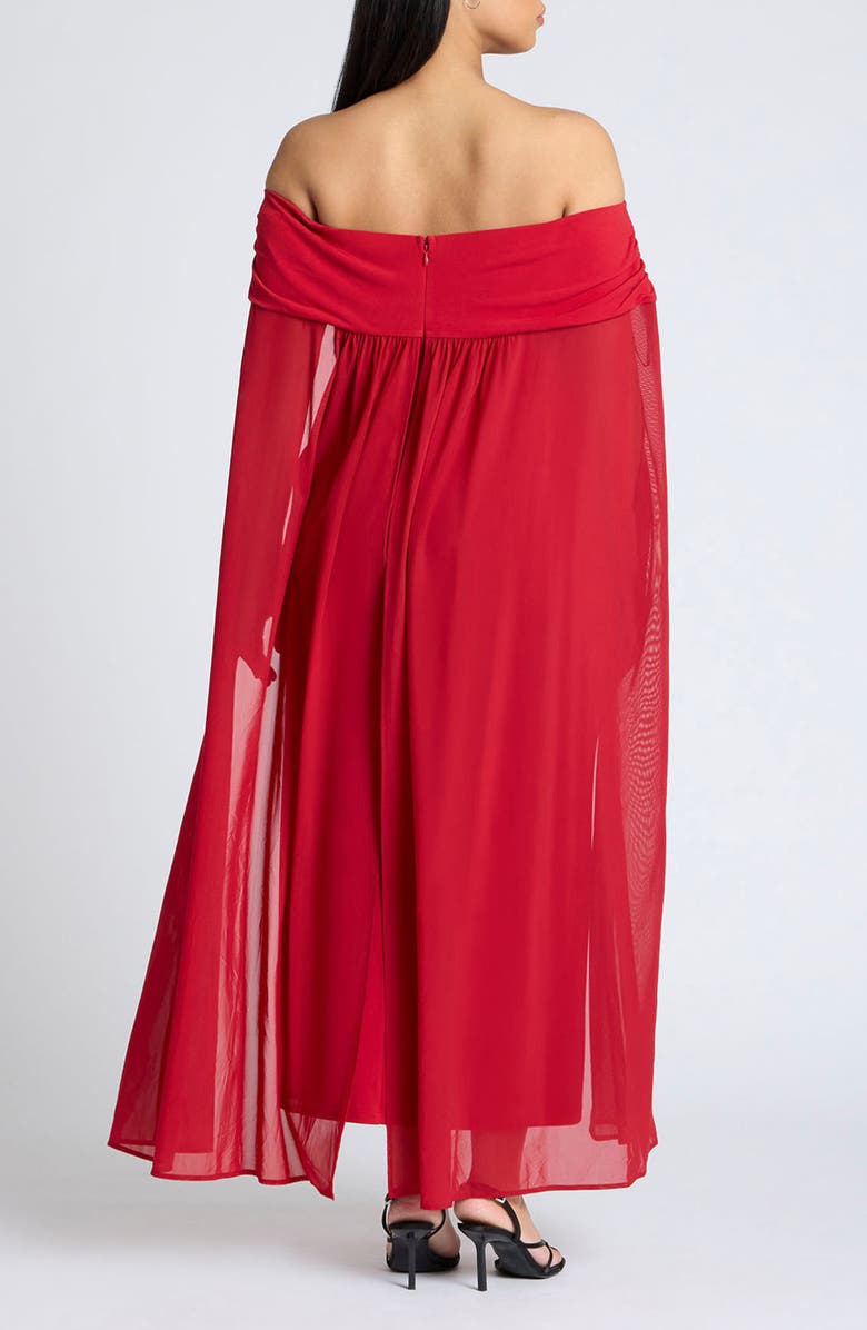 ELOQUII Off the Shoulder Cape Dress, Alternate, color,