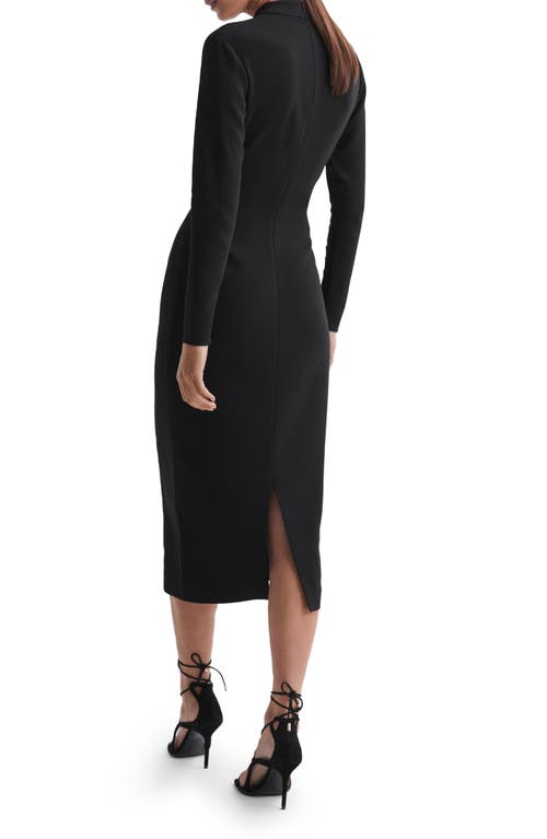 Reiss Millie Colorblock Long Sleeve Midi Dress In Black White