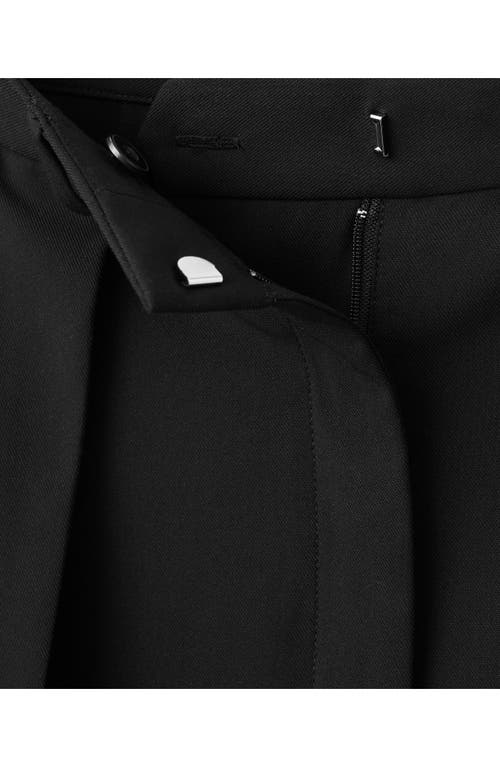 Mango Pleated Mid Rise Wide Leg Pant In Black