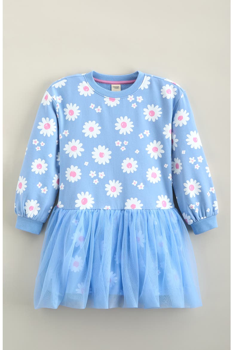 Kids' Mixed Media Dress, Main, color, BLUE POETRY DAISY MEADOW