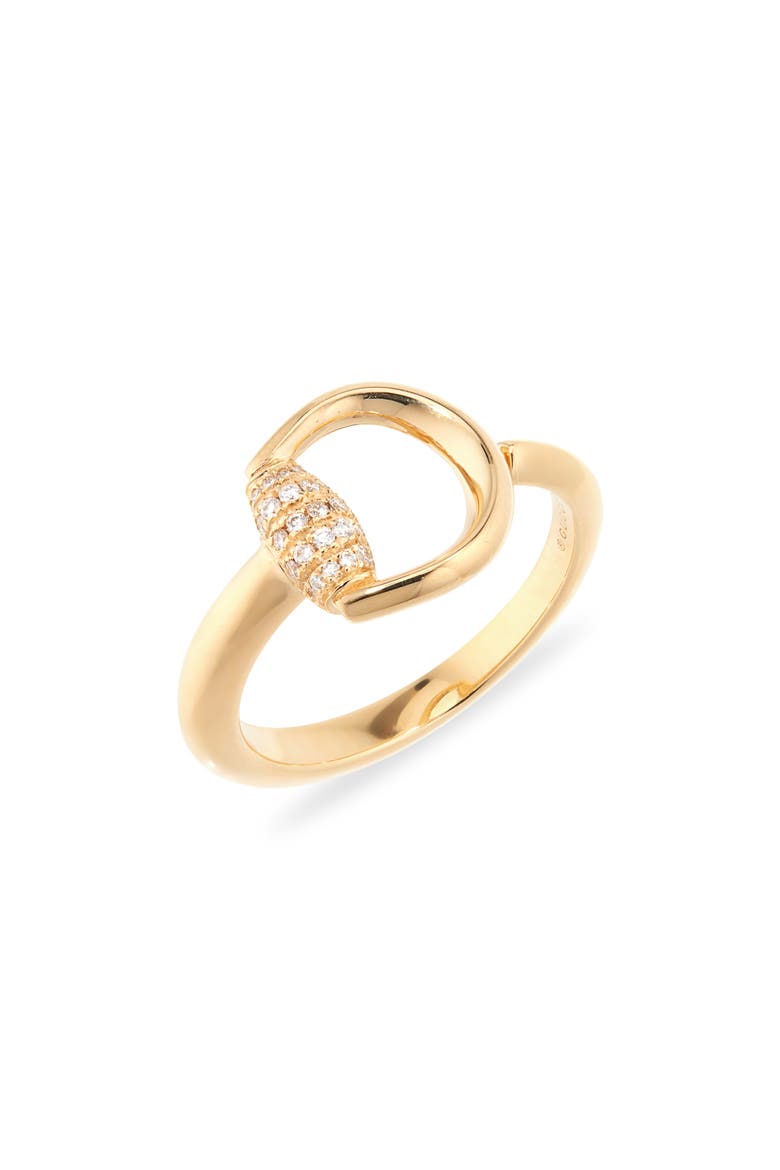 Horsebit Demi Pavé Diamond Open Ring, Main, color, GOLD