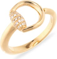 Gucci Horsebit Demi Pavé Diamond Open Ring