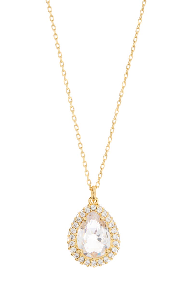 brilliant statements pavé halo pendant necklace, Main, color, CLEAR/GOLD.