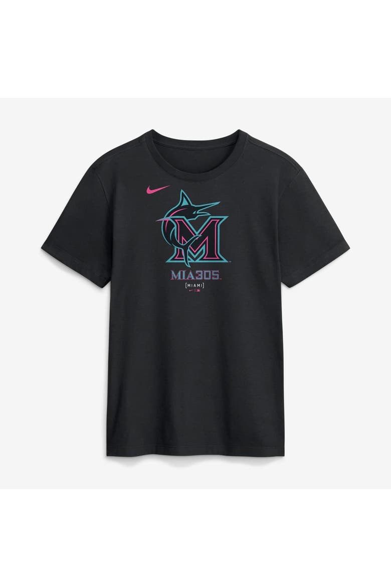 Men's Nike Black Miami Marlins City Connect Large Logo T-Shirt, Alternate, color, Black