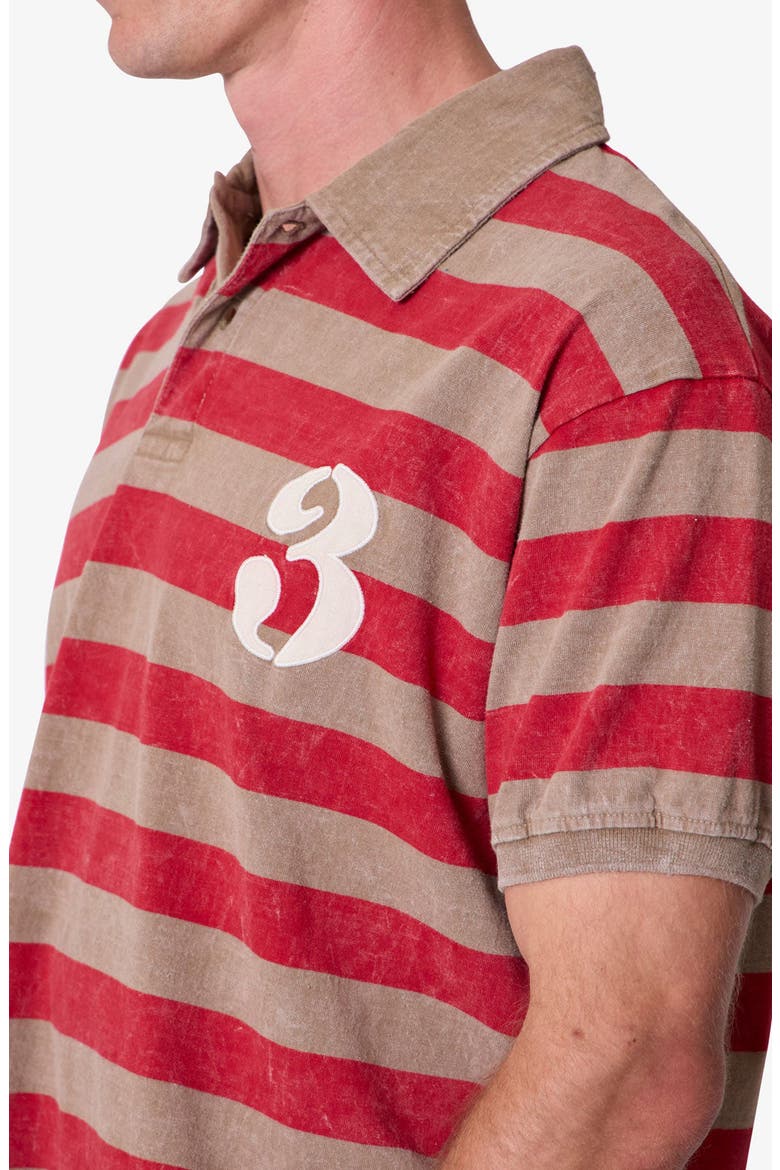 Striped Short Sleeve Rugby Shirt, Alternate, color, BROWN