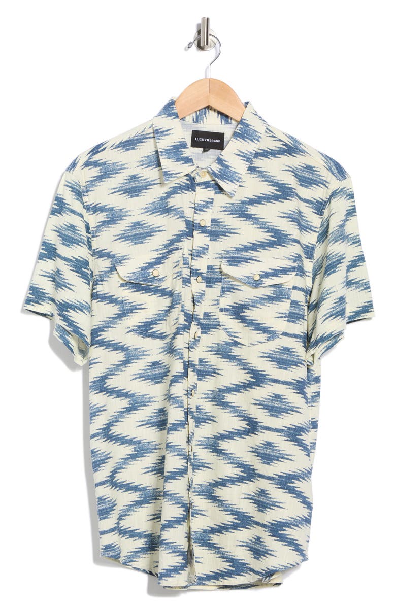 Lucky Brand Mojave Short Sleeve Western Shirt, Alternate, color, Blue Print
