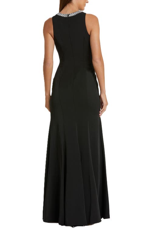 Mac Duggal Embellished Neck Trumpet Gown In Black