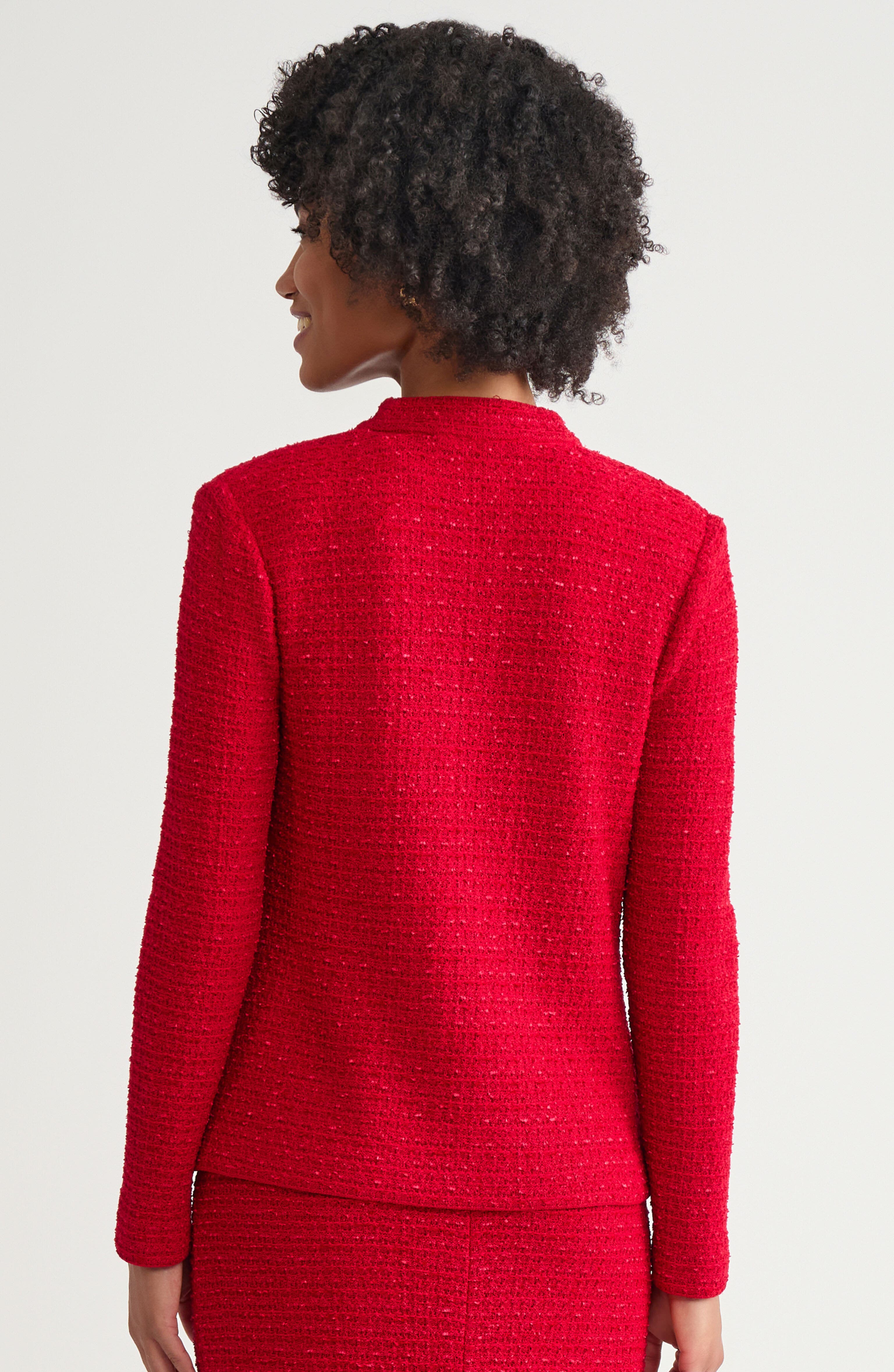 Tailored Tonal Eyelash Tweed Knit Jacket - image 2