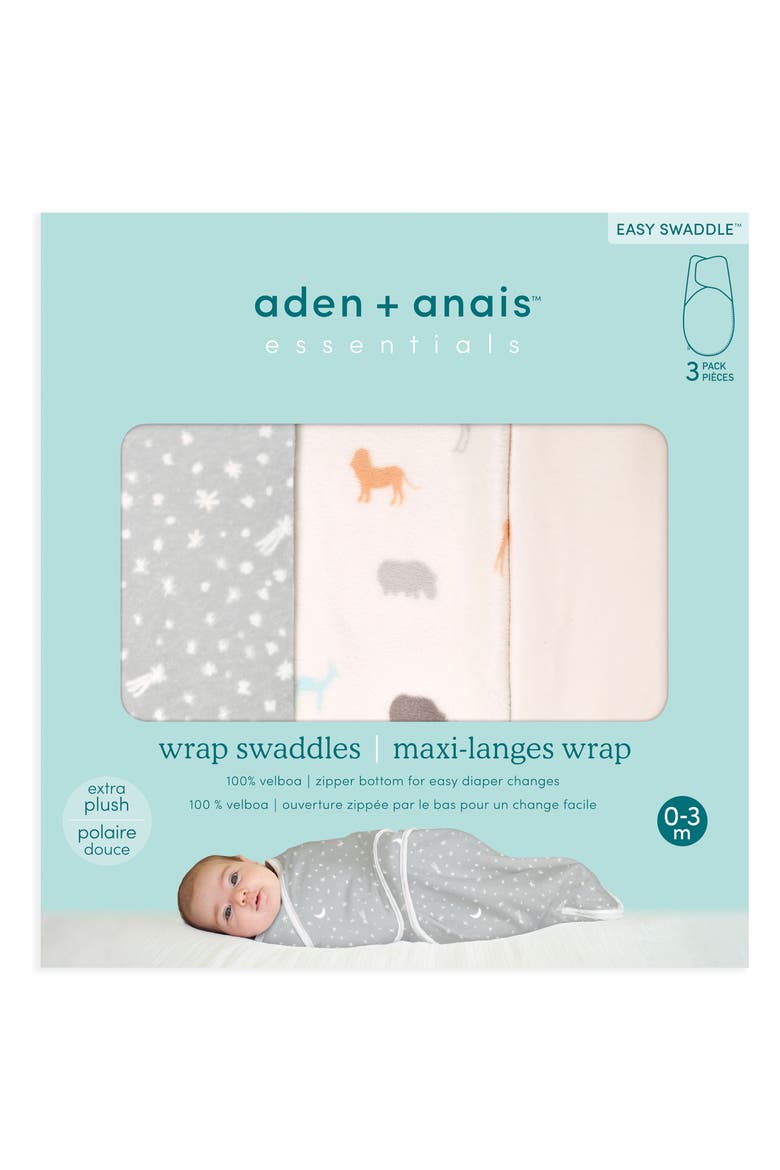 Essentials 3-Pack Wrap Swaddles, Alternate, color, WILD PRARIE