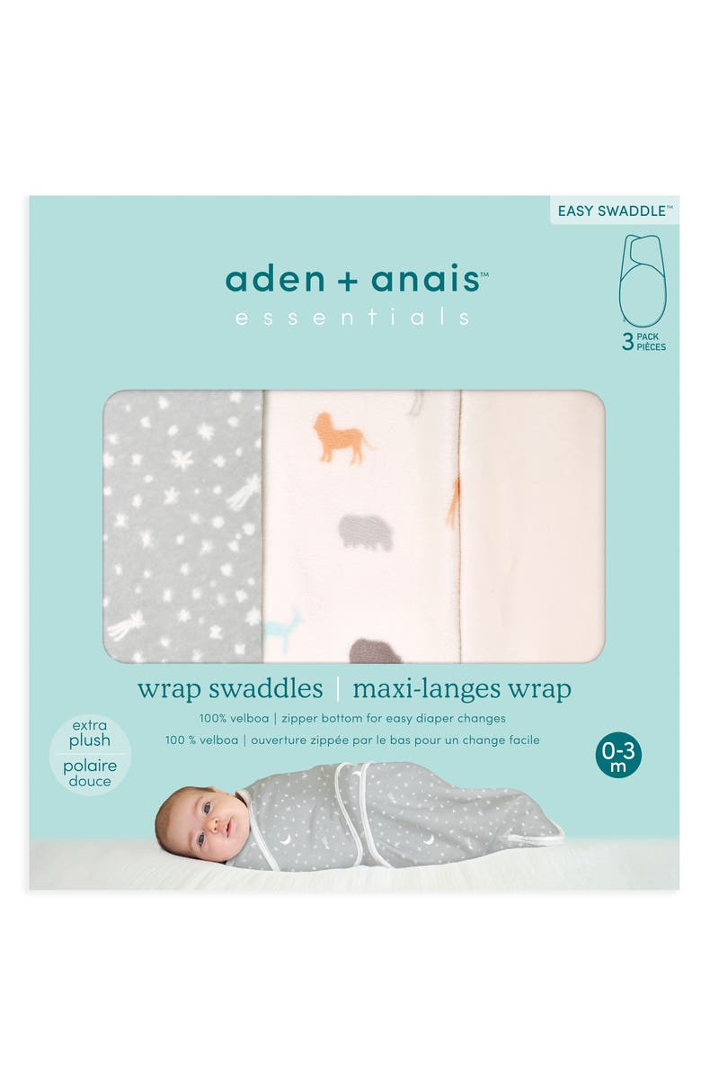 aden + anais Essentials 3-Pack Wrap Swaddles, Alternate, color, 
