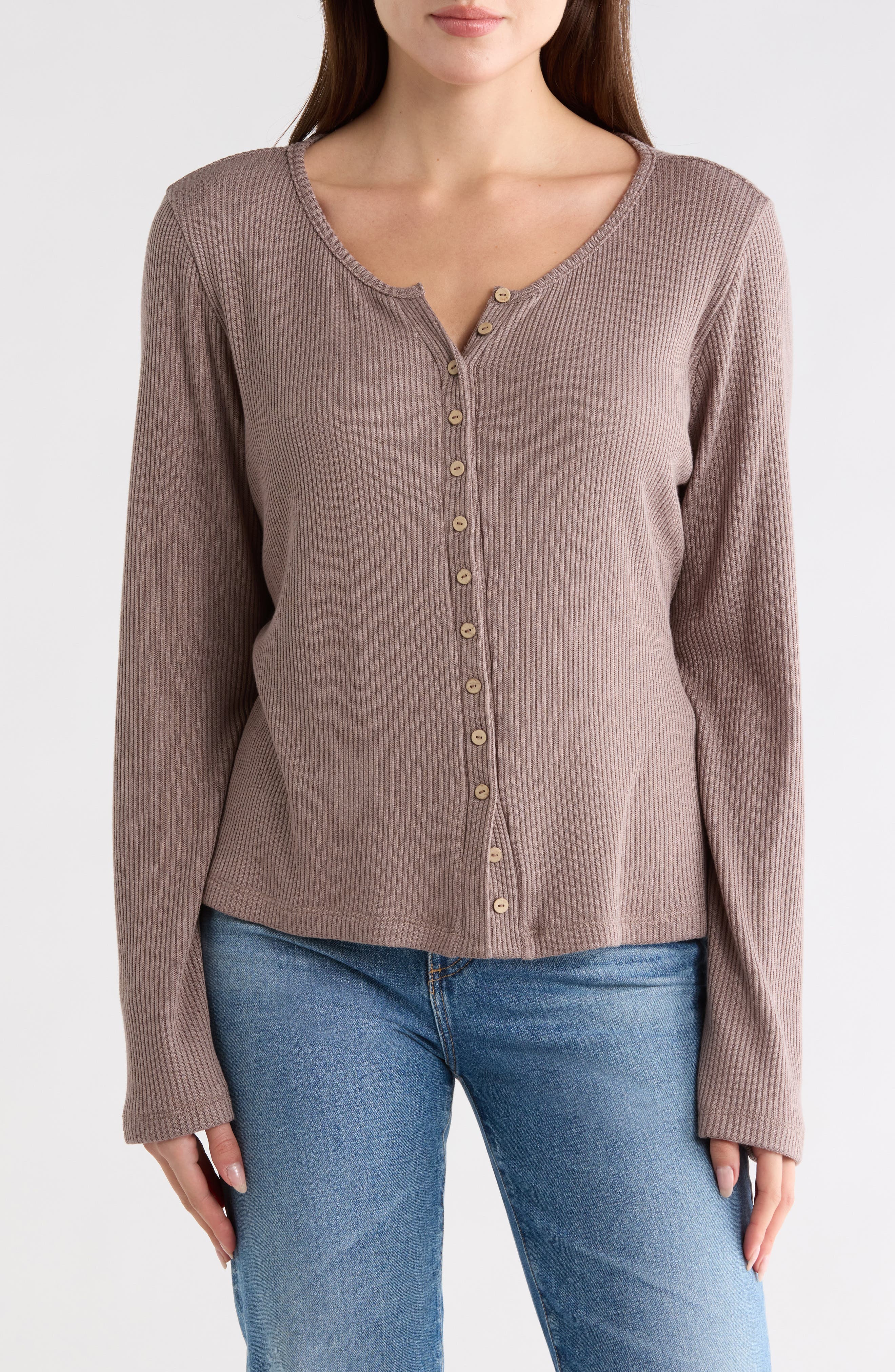 Button Detail Ribbed Top - image 3