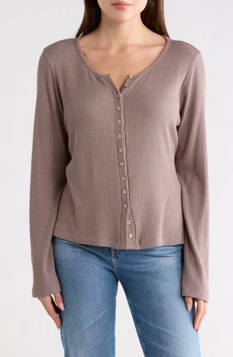 Button Detail Ribbed Top
