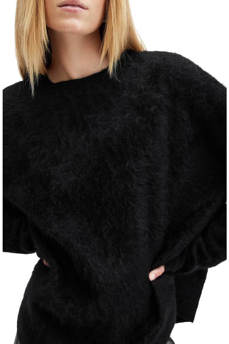 Rebel Cashmere Crewneck Sweater, Alternate, color, BLACK