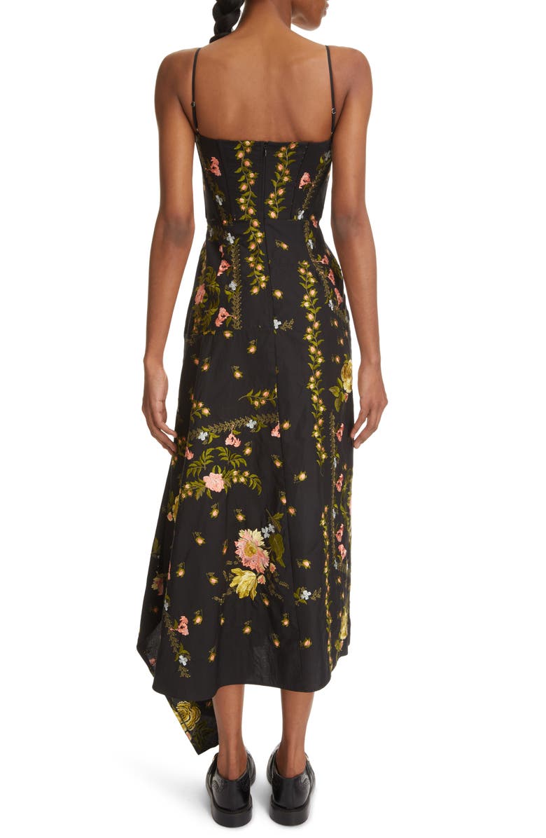 Erdem Samara Floral Embroidered Asymmetric Hem Midi Dress, Alternate, color, 