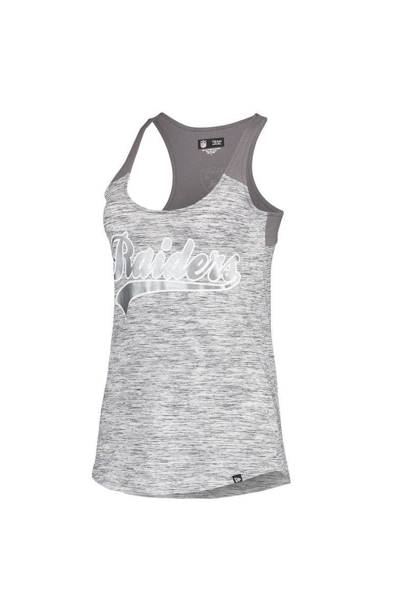 New Era Women's New Era Silver/Black Las Vegas Raiders Space Dye Racerback Scoop Neck Tank Top, Alternate, color, Silver