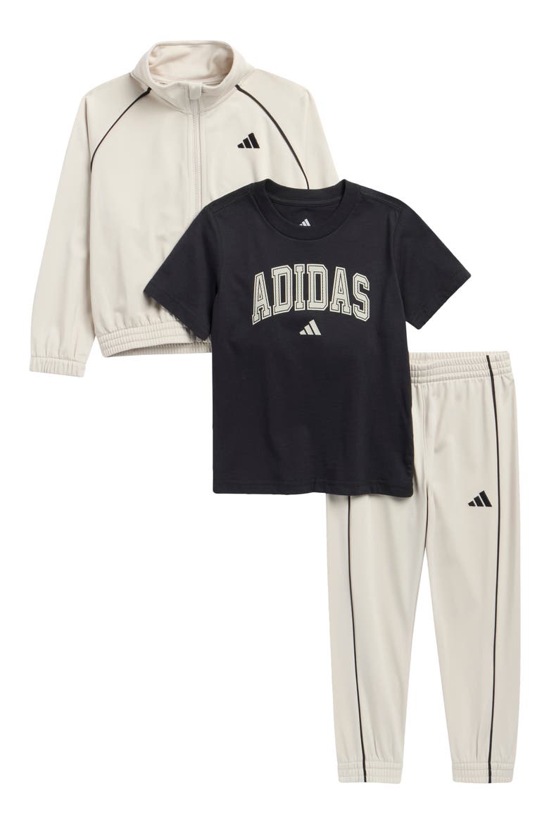 Kids' 3-Piece Tricot Jacket, Track Pants & T-Shirt Set, Main, color, WONDER ALUMINA